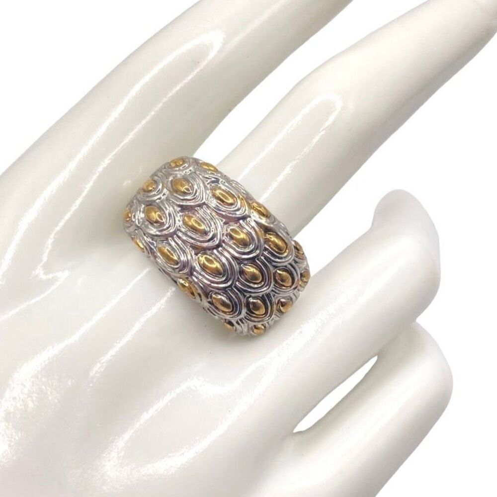 Mixed metal two tone feather design ring size 7.5